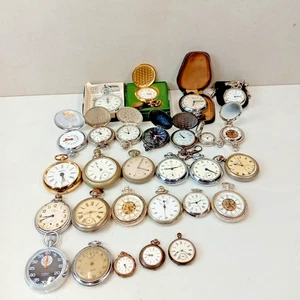 Job Lot Vintage & Later Pocket Watches Quartz & Mechanical Mixed Untested Bundle - Picture 1 of 10