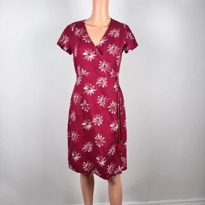 EDDIE BAUER Floral Linen  Wrap Dress Size 4P Cottonagecore - Image 1 of 4