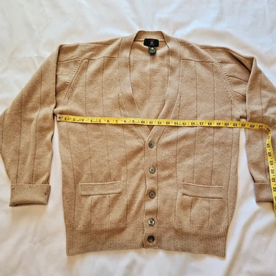 Cárdigan vintage Club Room 100 % lana de cordero marrón tostado para hombre pequeño Preppy dinero viejo Foto 1 de 4