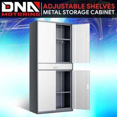 Gabinete de almacenamiento de metal resistente bloqueable 71" con estantes ajustables gris/blanco Foto 1 de 4