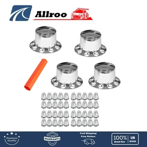 ABS Plastic Rear Chrome Wheel Axle Hub Cover Kit Semi 33mm Nut Covers Set of 4 - Picture 1 of 12