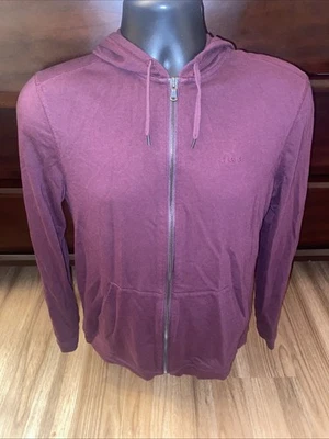 Sudadera con Capucha John Varvatos Cremallera Completa Para Hombre Pequeña Borgoña Ligera 102515 Foto 1 de 4