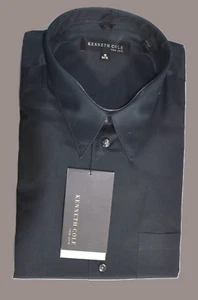 NWT Kenneth Cole NY Button Up Dress Shirt Black 100% Cotton 34/35- 18 XL/XXL - Picture 1 of 7