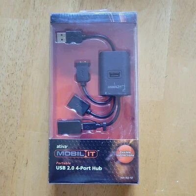 Ativa MOBIL IT Portable USB 2.0 4-Port Hub with Mini USB Connector NEW - Image 1 of 3