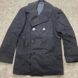Navy jacket Men’s 38R peacoat Kersey Wool vintage 70s Military USA blue - Picture 1 of 17