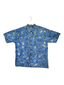 Camisa Santiki Hombre Talla XXL Azul Multicolor Estampado de Peces Manga Corta Abotonada - Imagen 1 de 20