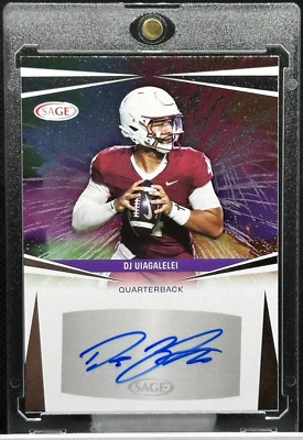 DJ Uiagalelei AUTO 2025 Sage Football High Series RC #A-DJU Los Angeles Chargers - Image 1 of 2