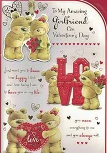 TO MY GIRLFRIEND VALENTINES DAY CARD***CUTE TEDDIES***9 X 6 INCHES*** - Picture 1 of 2