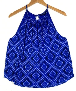 Lucky Brand Bluse Damen groß ärmellos Boho blau grau schwarz Sommer fließend - Bild 1 von 13