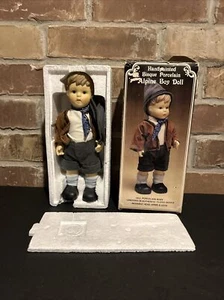 Vintage handbemalte Biskuitporzellan Alpenjunge 10" Puppe Originalkarton - Bild 1 von 8