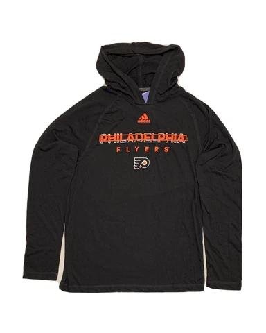 ADIDAS NHL Philadelphia Flyers LS Hoodie Tee 4713A Black (MEN'S MEDIUM) M Cover