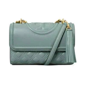 Tory Burch Women's Fleming Small Convertible Leather Shoulder Bag Arctic Blue - Imagen 1 de 5