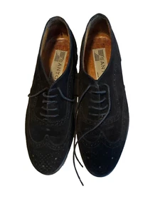 Santoni Italy Shoes Womens 7 Black Oxford Suede Leather  Lace Up Shoe - Picture 1 of 16