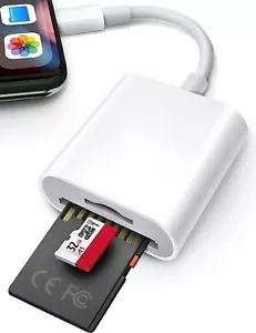 Lightning to SD/TF Card Camera Reader for iPhone/iPad 14/13/12/11/X/XS/XR/8/7 - Picture 1 of 5