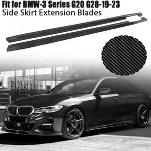 2x For 2019-2024 BMW G20 G28 3 Series M Sport Side Skirts Extension Carbon Paint - Picture 1 of 14