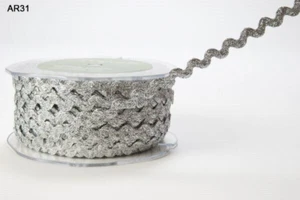 Ric Rac BRAID 1/4 inch size (5mm) SILVER Metallic 8.5 Met Length May Arts CRD14R - Picture 1 of 5