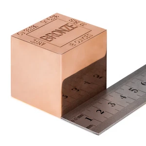 Cube en bronze poli. 40 mm et 18 onces (564 g). Données chimiques enregistrées - Imagen 1 de 12