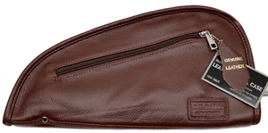 Pistol Soft Case Leather Gun Rug Handgun Storage | Black or Brown LARGE NEW - Picture 1 of 12