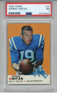 1969 TOPPS #25 JOHNNY UNITAS FOOTBALL CARD BALTIMORE COLTS PSA 7 LOW POP RARE - Picture 1 of 2
