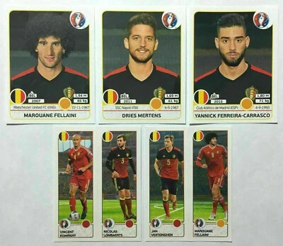 5 EURO 2016 PANINI SOCCER STICKERS. BELGIUM #474, #478, #480 487a 487b 488a 488b - Image 1 of 2