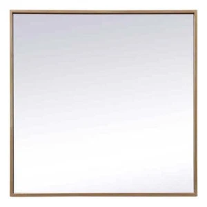 Elegant Decor Eternity 24" Square Modern Metal/MDF Wood Vanity Mirror in Brass - Picture 1 of 9