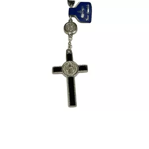 Black Hematite Rosary 24 Inch Catholic Cross Genuine Gemstone Rosario Collar - Picture 1 of 6