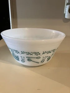 VTG Federal Milk Glass 6” Bowl Scandinavian Turquoise. F” Embossed On The Bottom - Picture 1 of 4