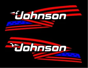 2 - 15" Johnson flag graphics Seahose Outboard decals marine vinyl white - Bild 1 von 1