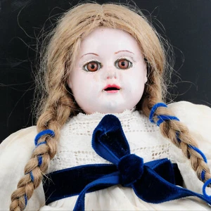 Antike Brustblattkopf Stoffkörper Puppe um 1900 44 cm - Bild 1 von 5