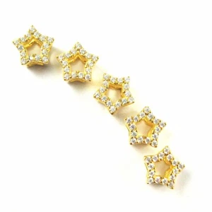 Gold over Sterling Silver Star Charm-CZ Stone Star Link Connector Charm -6mm-1pc - Picture 1 of 1