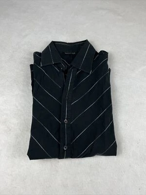 Kenneth Cole Womens 1/4 Button Black Shirt. Long Sleeve. Size Medium.Thin Stripe - Image 1 of 4