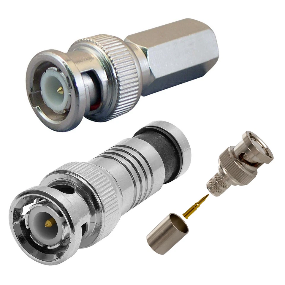 Sikker BNC Male RG59 Connector Twist on Crimp Compression for camera Cable lot