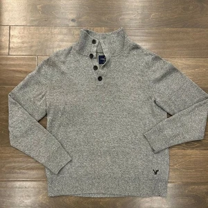 American Eagle Outfitters grauer geknöpfter Herrenpullover mit Stehkragen - Bild 1 von 5