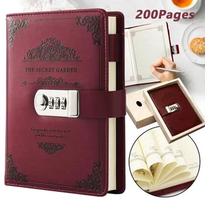 Tagebuch Leder Tagebuch mit Schloss Planer Organizer Lockable Passwort Notebook - Bild 1 von 13