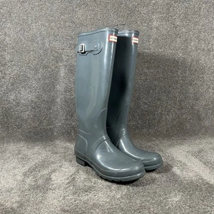 Hunter Original Tall Gloss Women's Size 9 Gray Rain Boost Used - Picture 1 of 17