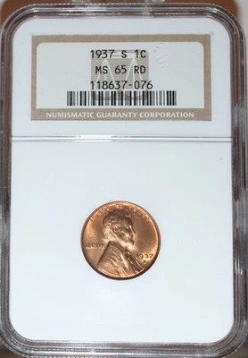 1937 centavo Lincoln NGC MS65RD - Imagem 1 de 2
