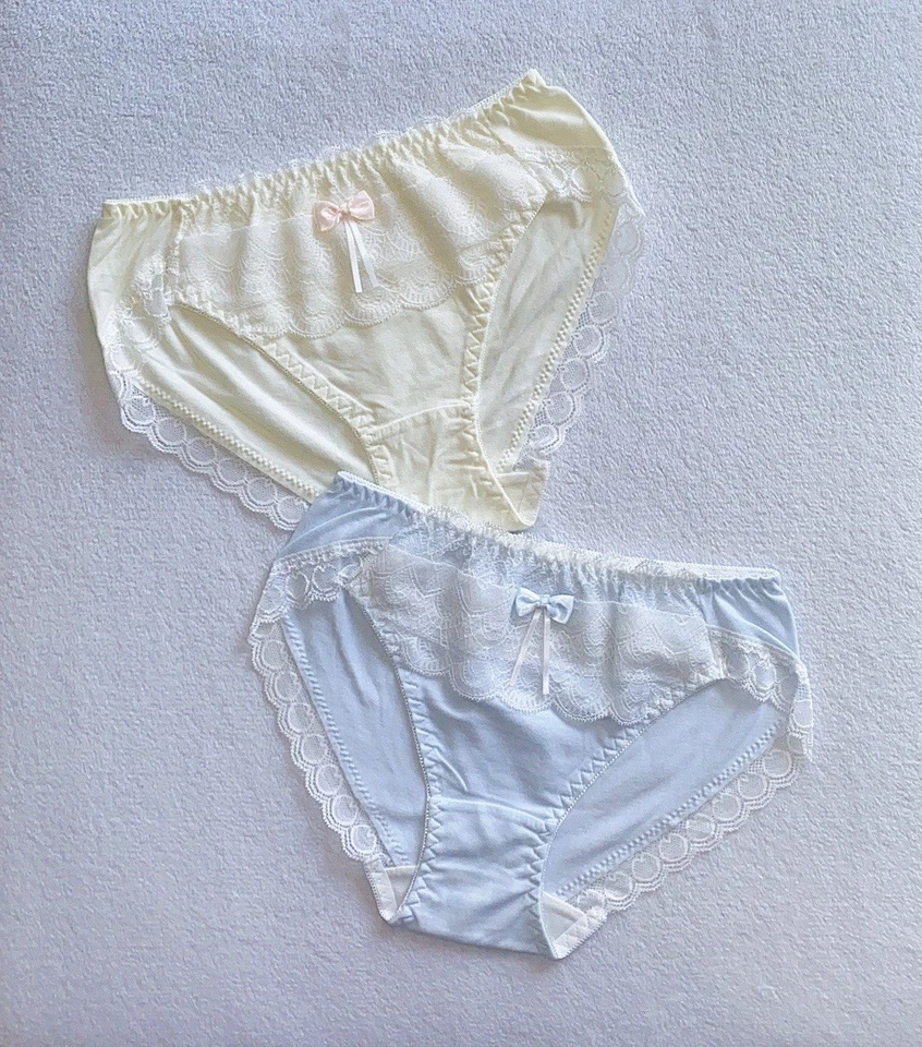 US-S/JP-M Conjunto de 2 bragas de algodón con lazo de satén lindo para niñas japonesas Sissy Foto 1 de 4