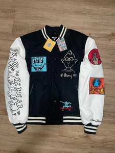 Chaqueta Universitaria Shoe Palace X Keith Haring Cuero Letterman Hombres Talla L - Imagen 1 de 8