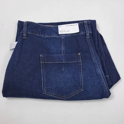 Liz Claiborne Wide Leg Crop Jeans 18W Dark Wash High Rise Slash Pockets NEW - Image 1 of 4