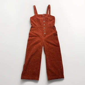 Forever 21 Rust Corduroy Overall Fall Jumpsuit Women’s M Button Front Wide Leg - Picture 1 of 11