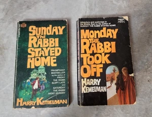 Harry Kemelman 2 Book Lot Sunday The Rabbi Stayed Home Monday The Rabbi Took Off - Picture 1 of 5