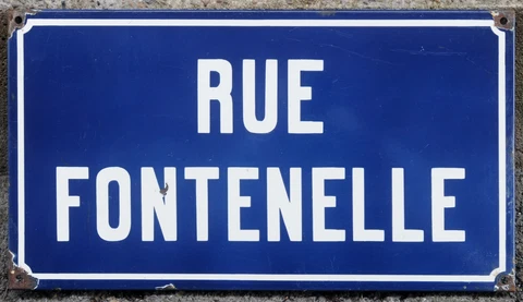 Old vintage French enamel street sign road plaque Bernard de Fontenelle science Cover