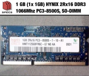 1GB Hynix 2Rx16 PC3-8500S RAM DDR3-1066, SO-DIMM 204-pol. unbuffered, non-ECC - Bild 1 von 1