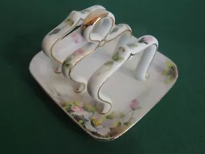 Antique Nippon Azalea Hand Painted Pink Rose Toast Rack Holder Letter Rising Sun - Picture 1 of 7