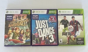 XBOX 360 KINECT GAMES LOT OF 3 - JUST DANCE 3, KINECT ADVENTURES, FIFA 15 - Picture 1 of 14