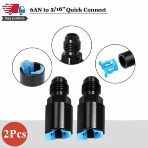 5/16 to 6AN Fuel Rail Line Fitting Adapter Quick Disconnect Push Hardline - Foto 1 di 10