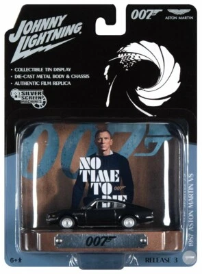 James Bond Aston Martin V8 w/Tin Backgound 1:64 Scale Diecast (JLSP119) - Image 1 of 4