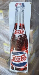 Vintage Pepsi Cola Ande Rooney Porzellanschild Flasche Doppelpunkt Landhausladen - Bild 1 von 2