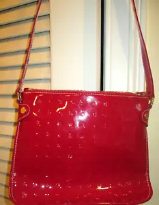 NEW  Arcadia Made In Italy Patent Leather Red Crossbody Bag Reptile Side Panels - Picture 1 of 7