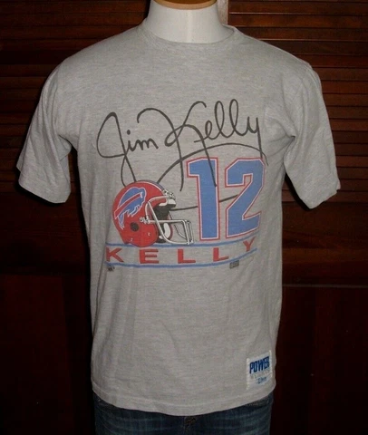 Vintage 1987 Buffalo Bills 80's Jim Kelly Salem Sportswear T-shirt Single Stitch Cover
